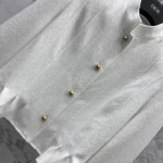 Dior Women Peplum Jacket Ecru Virgin Wool and Cotton Bouclé Blend