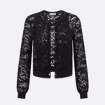 Dior Women Twinset Black Mohair and Wool Blend Lace