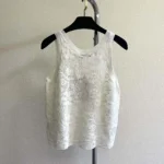 Dior Women Twinset Ecru Mohair and Alpaca Blend Lace