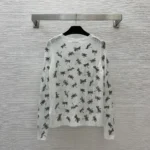 Dior Women Twinset White Mohair and Alpaca Blend Knit with Multicolor Dragonfly Motif