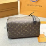 Louis Vuitton LV Unisex Keepall Bandoulière 25 Brun Belagd Canvas Kohud Läder
