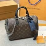 Louis Vuitton LV Unisex Keepall Bandoulière 25 Brun Belagd Canvas Kohud Läder