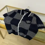 Louis Vuitton Damier Jacquard Kortärmad Bomullsjerseyskjorta Herr 1AFXS2