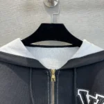 Felpa con cappuccio e zip in cotone con intarsi grafici Louis Vuitton da uomo 1AFXKW