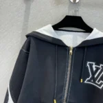 Felpa con cappuccio e zip in cotone con intarsi grafici Louis Vuitton da uomo 1AFXKW