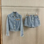 Louis Vuitton Women LV Circle Tab Denim Mini Shorts 1AFYWY
