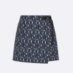 Skort aus weißem technischem Taft-Jacquard mit marineblauem Miss Dior Allover-Motiv