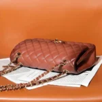 Chanel Women Classic 11.12 Handbag in Lambskin Leather-Brown