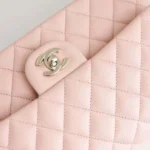Sac à main Chanel Classic 11.12 en cuir d'agneau pour femme - Rose clair
