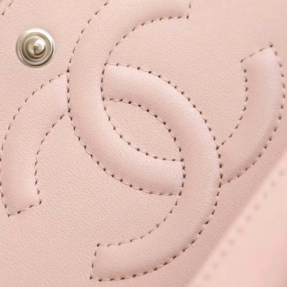 Chanel Women Classic 11.12 Handbag in Lambskin Leather-Light Pink