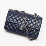Chanel Damhandväska Classic 11.12 i Lammskinn - Marinblå
