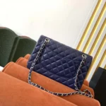 Chanel Damhandväska Classic 11.12 i Lammskinn - Marinblå