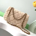 Sac à rabat Chanel pour femme en cuir d'agneau retourné - Marron