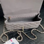 Borsa a mano Chanel Mini Classic da donna con manico superiore in pelle di vitello verniciata - Grigio