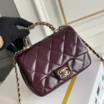 Chanel Damen Mini-Flap-Tasche mit Tragegriff oben, glänzendes Lammleder, goldfarbenes Metall, AS5043B17665NZG79