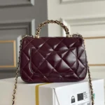 Chanel Damen Mini-Flap-Tasche mit Tragegriff oben, glänzendes Lammleder, goldfarbenes Metall, AS5043B17665NZG79