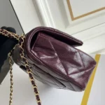 Chanel Damen Mini-Flap-Tasche mit Tragegriff oben, glänzendes Lammleder, goldfarbenes Metall, AS5043B17665NZG79