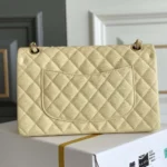 Chanel Women Small Classic Handbag Grained Shiny Calfskin Gold-Tone Metal-Yellow