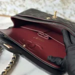 Chanel Women Small Classic Handbag in Grained Calfskin Gold Tone Metal-Black