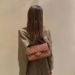 Chanel Women Small Classic Handbag in Lambskin Leather-Dark Beige