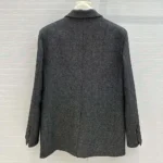 Dior Women Blazer Gray End-on-End Virgin Wool with Black Miss Dior Graffiti Motif