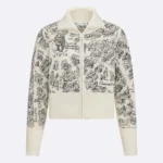 Dior Women DiorAlps Mock-Neck Cardigan White and Black Wool and Cashmere Knit