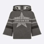 Dior Women DiorAlps Three-Quarter Sleeve Hooded Sweater Gray Wool
