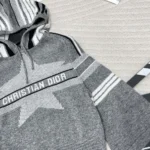 Dior Women DiorAlps Three-Quarter Sleeve Hooded Sweater Gray Wool