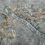 Dior Women Embroidered Sweater Gray Cashmere Knit with Multicolor Dior 4 Saisons Hiver Motif