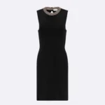 Dior Women Embroidered Tunic Black Silk Ribbed Knit