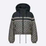 Dior Women Reversible Cropped Puffer Jacket Blue and Ecru Dior Oblique Quilted Technical Taffeta