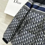 Dior Women Reversible Cropped Puffer Jacket Blue and Ecru Dior Oblique Quilted Technical Taffeta