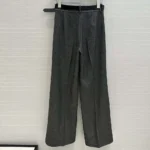 Dior Women Wide-Leg Pants Gray End-on-End Virgin Wool
