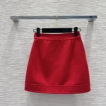 Dior Women Wrap Miniskirt Red Virgin Wool and Cotton Bouclé Blend