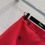 Dior Women Wrap Miniskirt Red Virgin Wool and Cotton Bouclé Blend