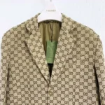 Chaqueta de lana Gucci para hombre con GG en beige oscuro