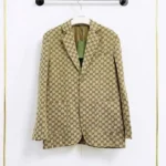 Chaqueta de lana Gucci para hombre con GG en beige oscuro
