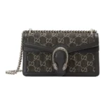 Gucci Women Dionysus GG Small Rectangular Bag Black GG Supreme Canvas