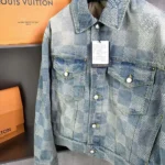 Louis Vuitton Dam Damier Washed Denim Jacket-Blå 1AFHUC