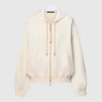 Louis Vuitton Damen Monogramm-Akzent-Strick-Hoodie-Milchweiß 1AGCHQ