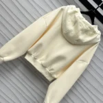 Louis Vuitton Damen Monogramm-Akzent-Strick-Hoodie-Milchweiß 1AGCHQ