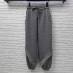 Louis Vuitton Damen Jogginghose mit Monogramm-Akzent-Strick-Grau 1AGCKE