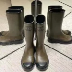 Chanel Women CC Monogram Bicolor Rain Boots Brown Black - immagine 2
