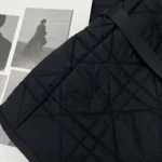 Dior Women Macrocannage Belted Peacoat Black Quilted Technical Taffeta