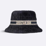 Cappello da pescatore Dior unisex D-Bobby Cannage con tesa piccola, in montone nero