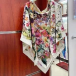 Dior Sciarpa quadrata unisex Dior 4 Saisons Été Soleil 90 Twill di seta multicolore ecru