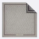 Dior Unisex Dior Oblique Diortwin 90 Quadratischer Schal aus grauem und marineblauem Seidentwill
