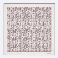 Dior Unisex Miss Dior Allover 90 Square Scarf White and Pale Pink Silk Twill
