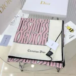 Sciarpa Dior unisex Miss Dior Allover 90 in twill di seta bianco e rosa pallido