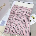 Sciarpa Dior unisex Miss Dior Allover 90 in twill di seta bianco e rosa pallido
